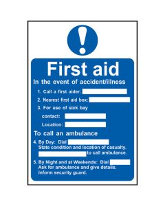 Event Of Accident Sign - First Aid Sign